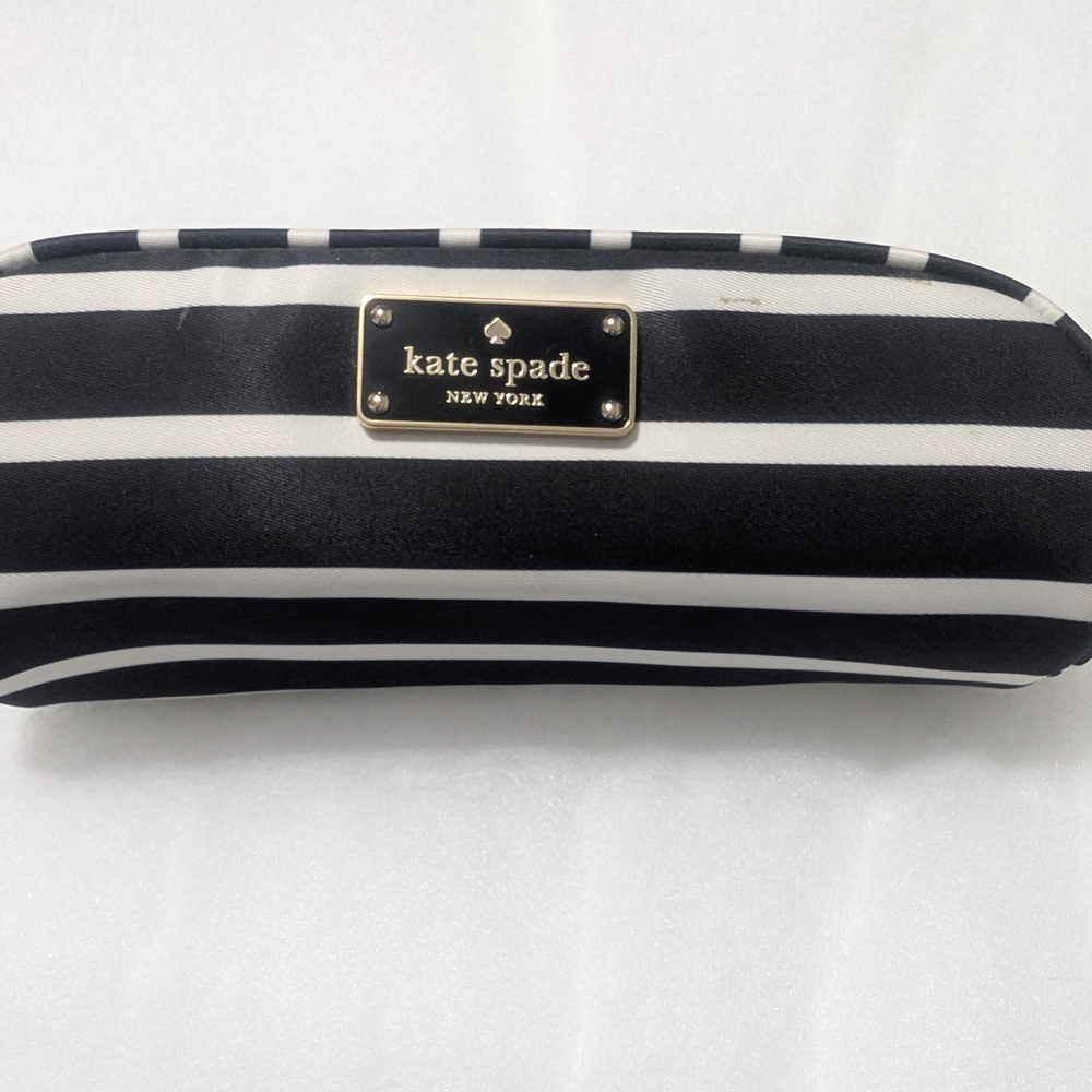Kate Spade Black and White Striped Cosmetic Bag